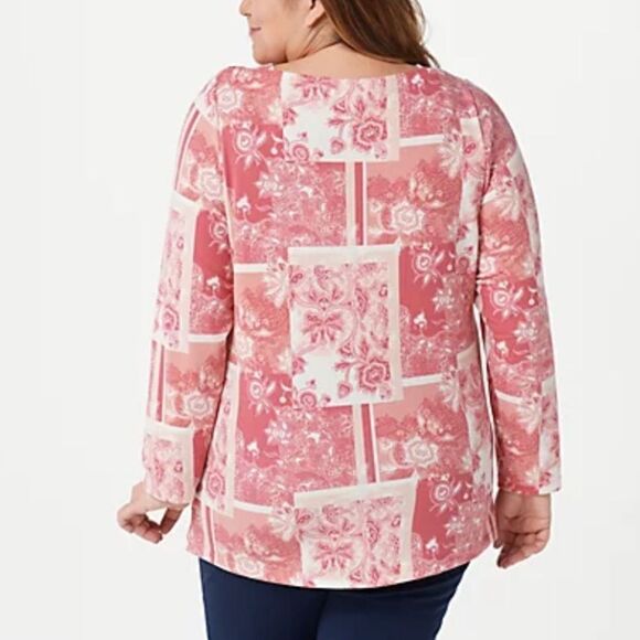 Denim & Co. Heavenly Printed Jersey Boat Neck Tunic - Picture 2 of 4
